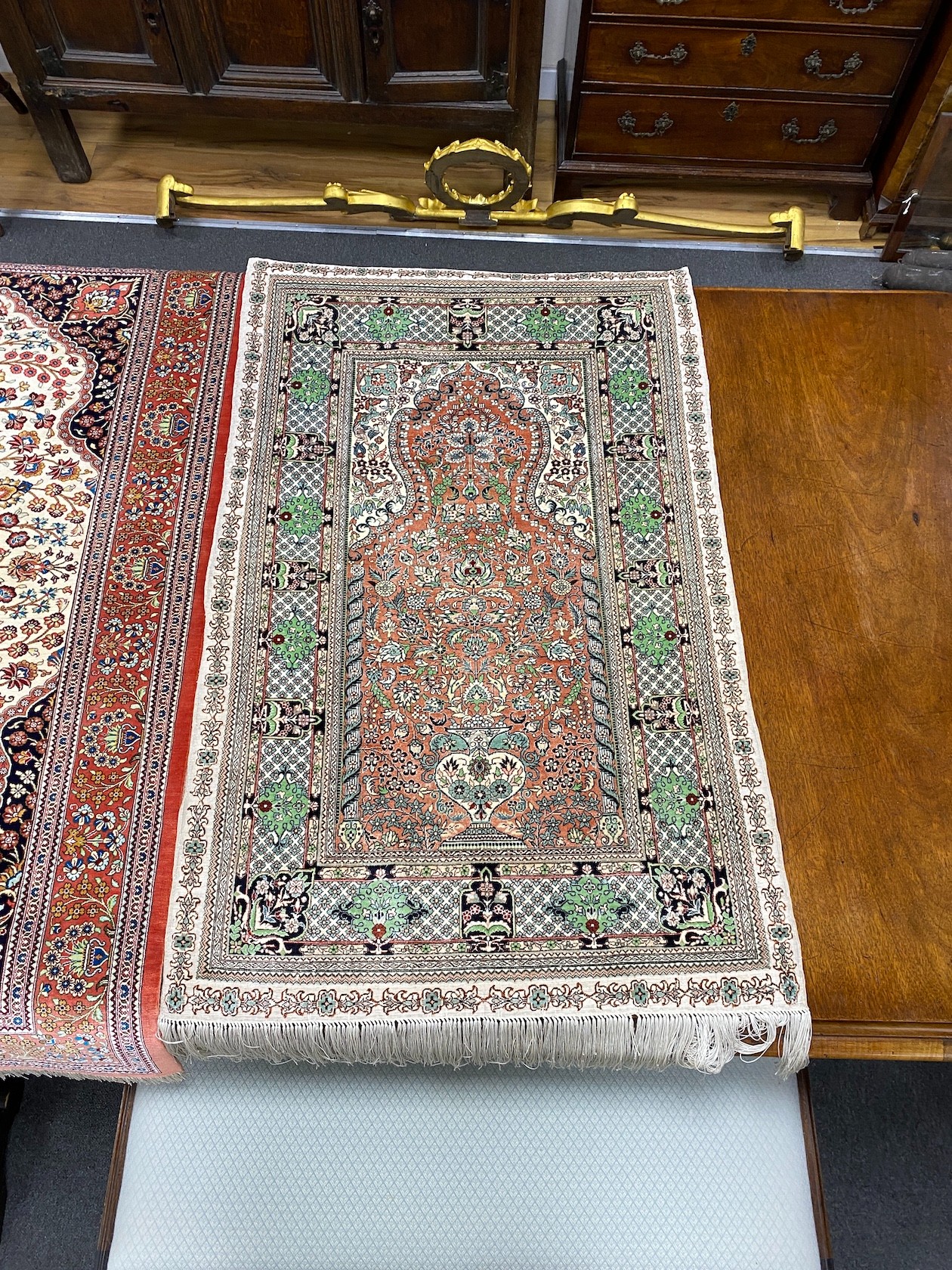 Two North West Persian part silk rugs, larger 150 x 103cm